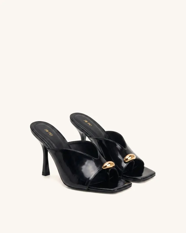 Noemi Square-Toe Hardware Mules - Black made by JW PEI