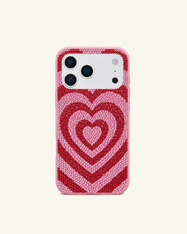 Layered Heart Artificial Crystal Phone Case - Pink made by JW PEI