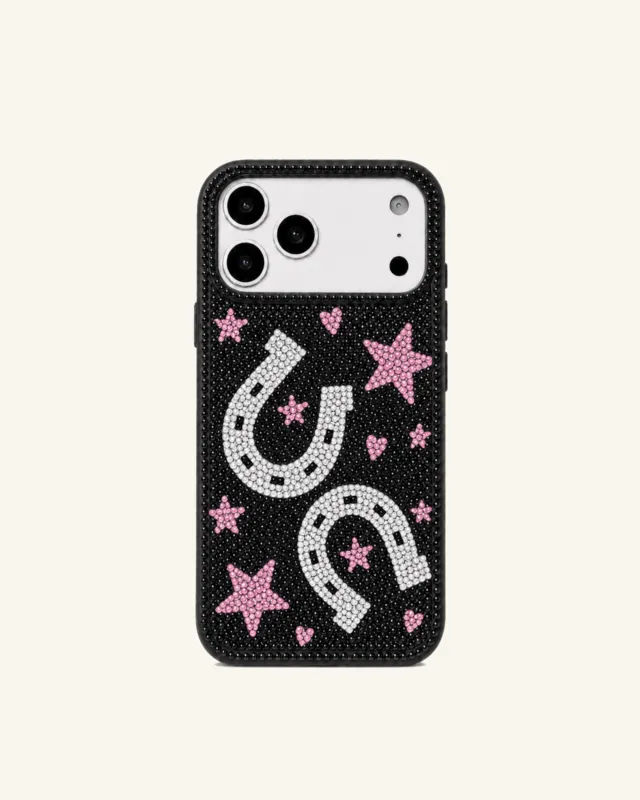 Lucky Horseshoe Artificial Crystal Phone Case - Black made by JW PEI