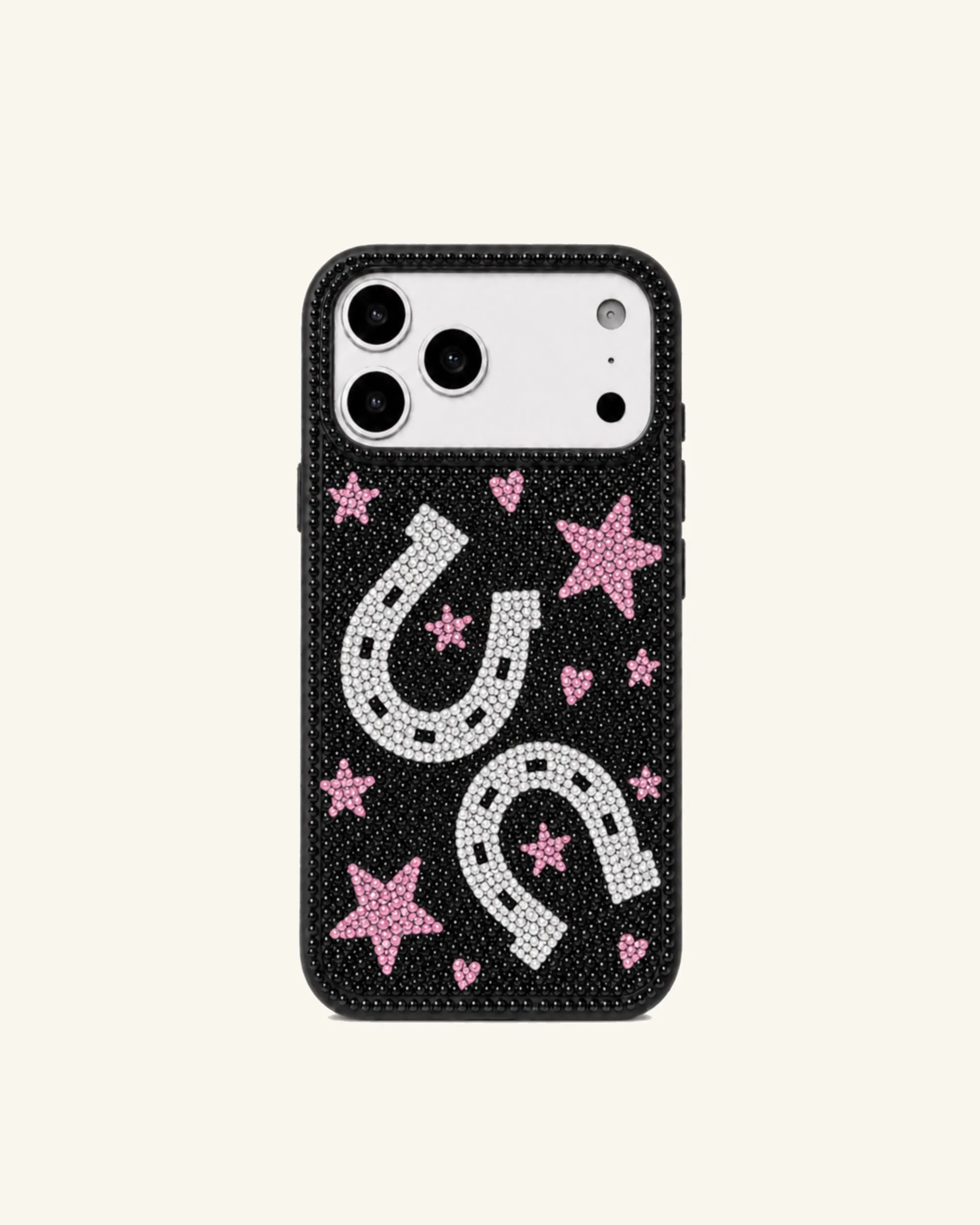 Lucky Horseshoe Artificial Crystal Phone Case - Black sold by JW PEI