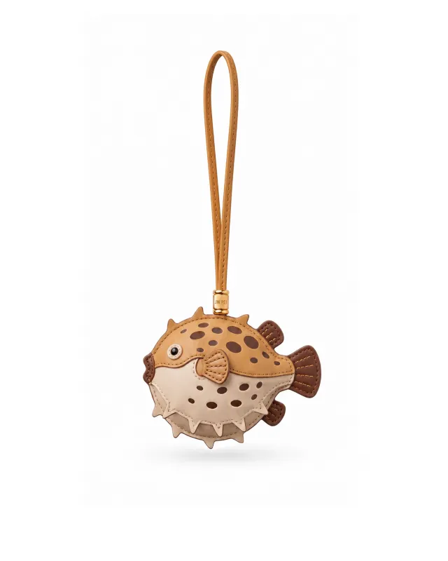 Spotted Pufferfish Bag Charm - Tan made by JW PEI