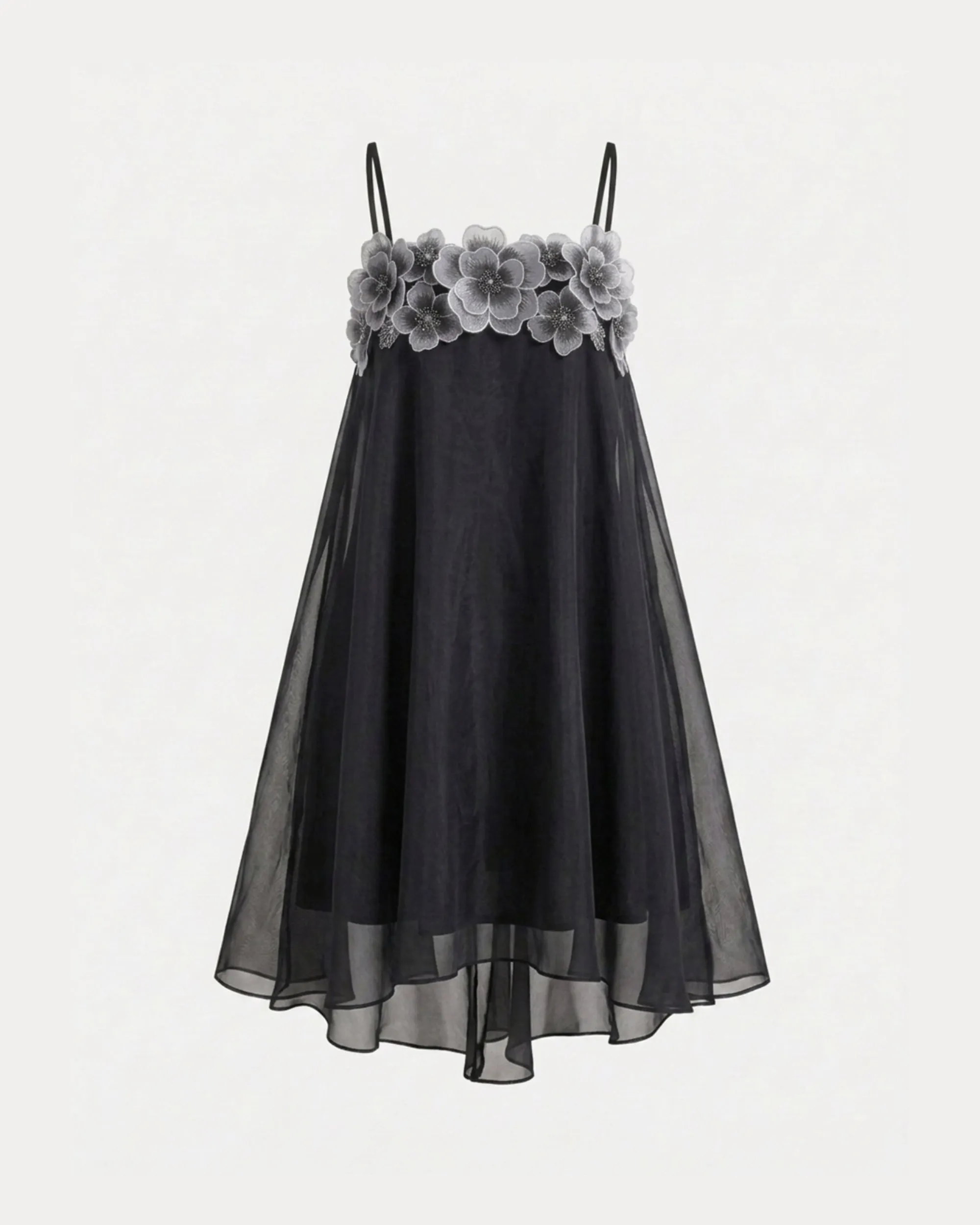 Floral Embroidered Sheer Swing Dress - Black sold by JW PEI product image thumbnail 3