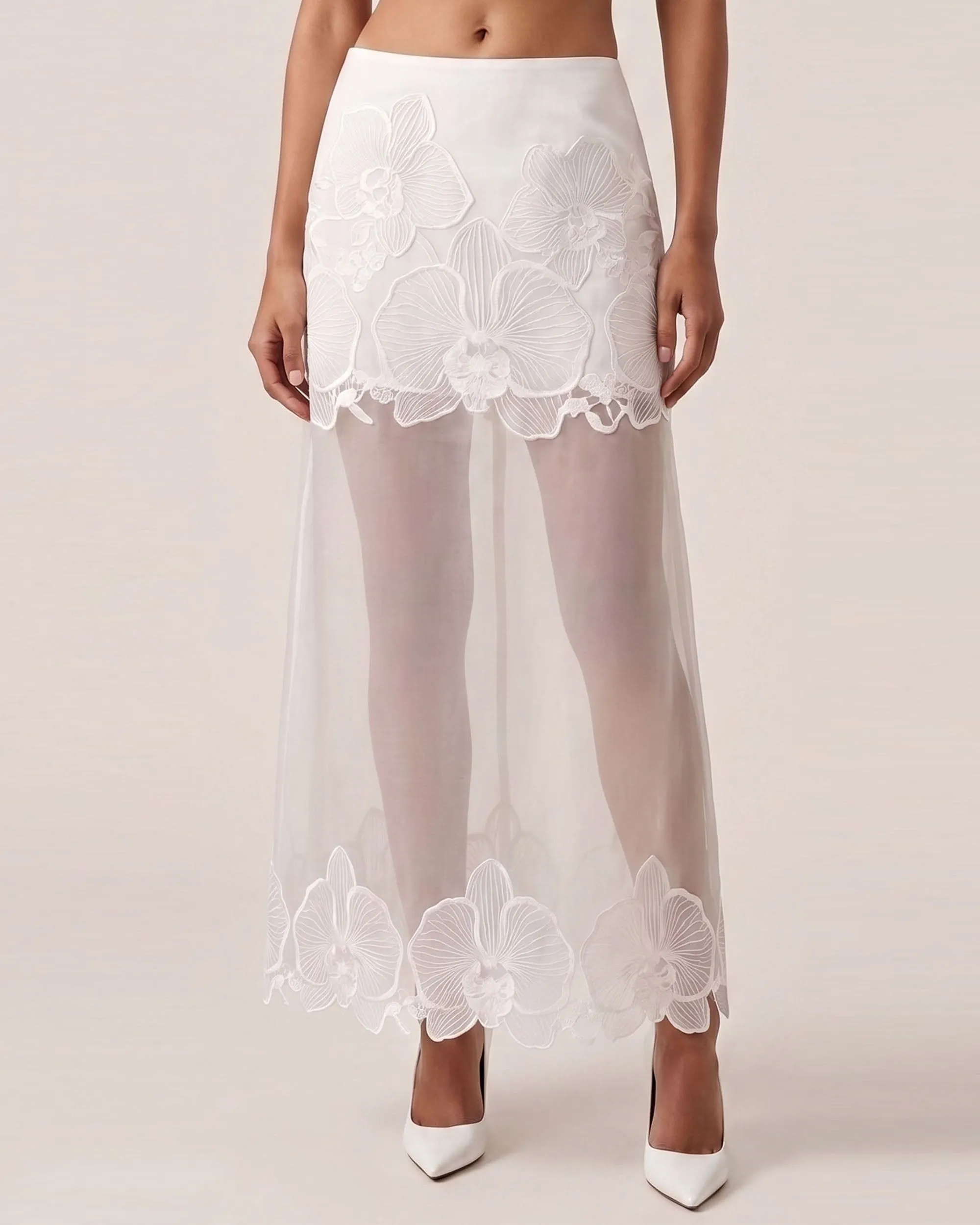 Orchid Embroidered Sheer Overlay Skirt - White sold by JW PEI product image thumbnail 2