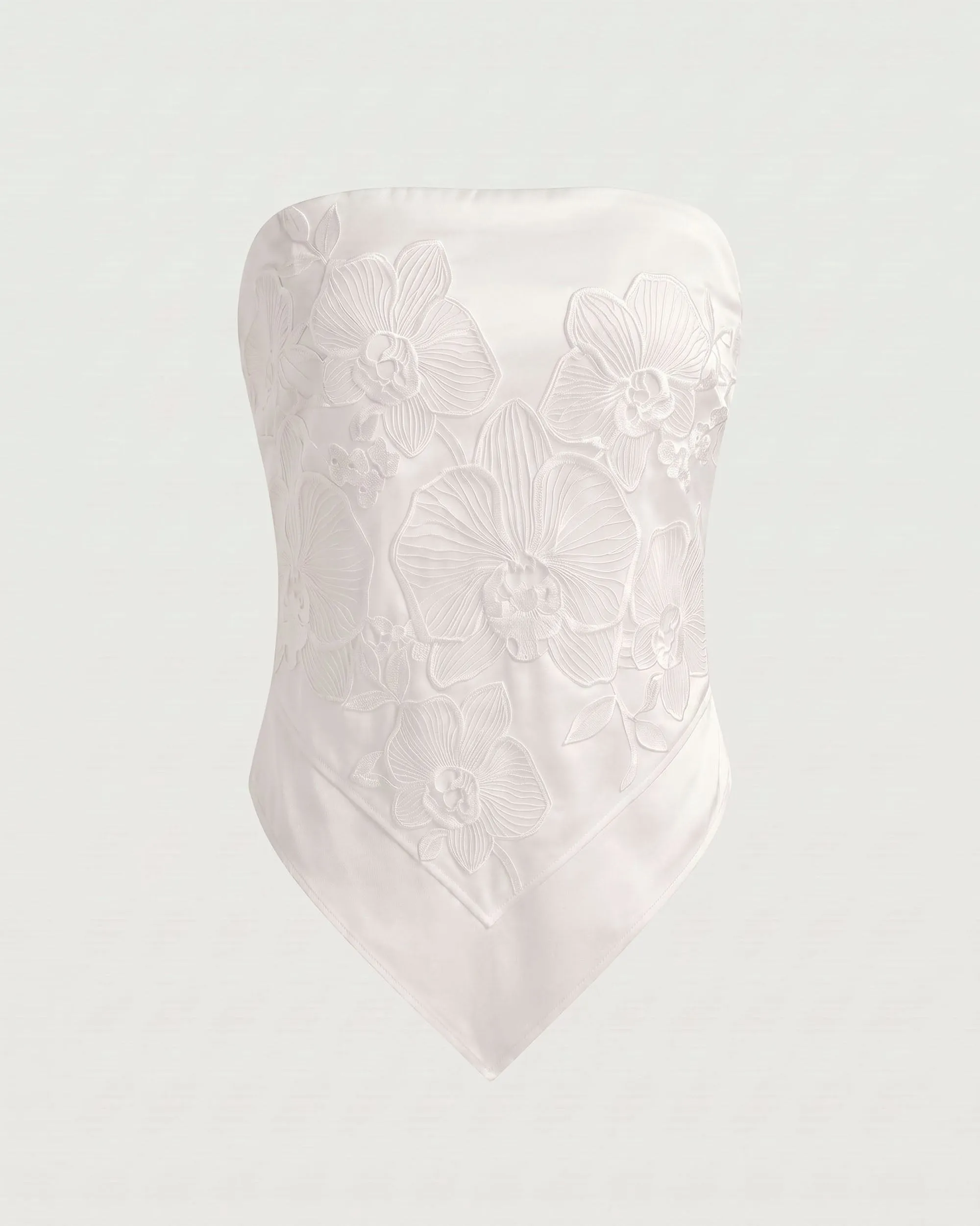 Orchid Embroidered Strapless Handkerchief Top - White sold by JW PEI product image thumbnail 3