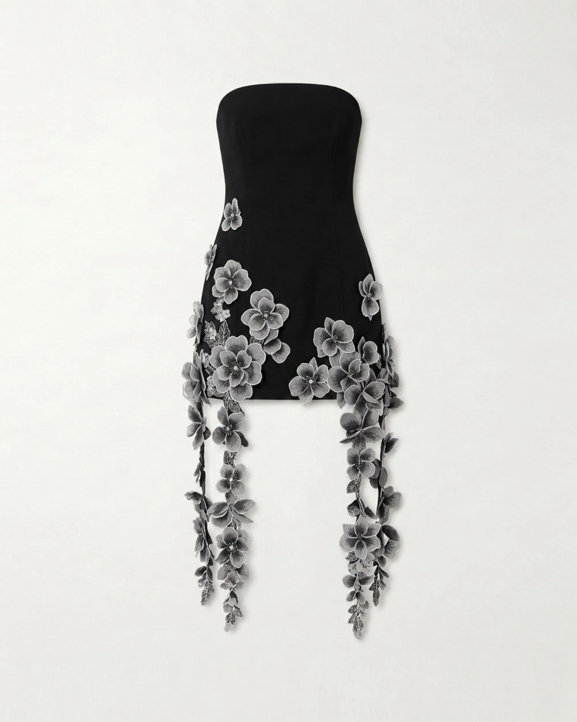 Floral Embroidered Cascade Mini Dress - Black sold by JW PEI product image thumbnail 3