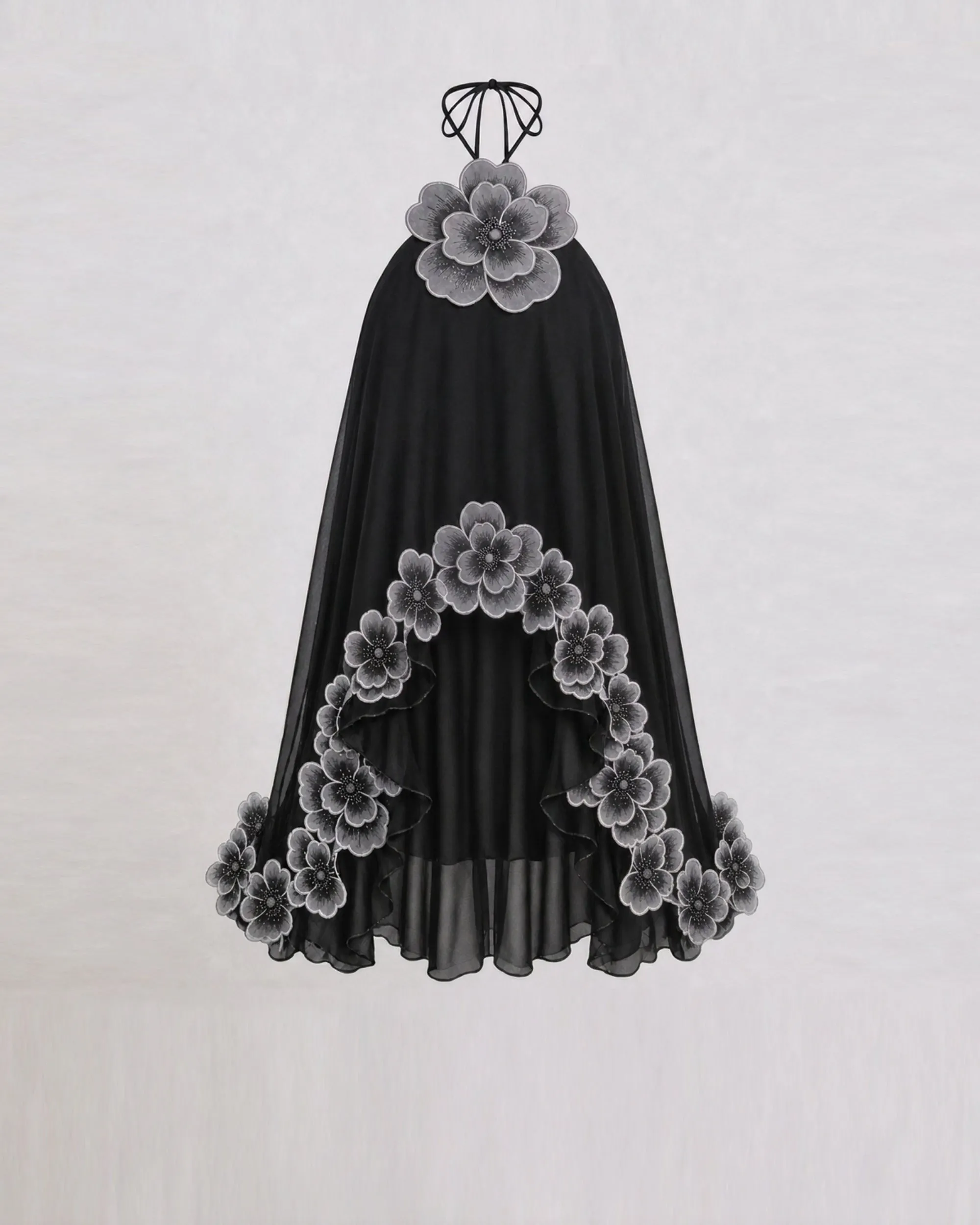 Floral Embroidered High-Low Halter Top - Black sold by JW PEI product image thumbnail 3