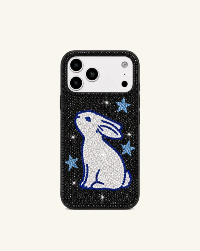 Rabbit Artificial Crystal Phone Case - Black made by JW PEI