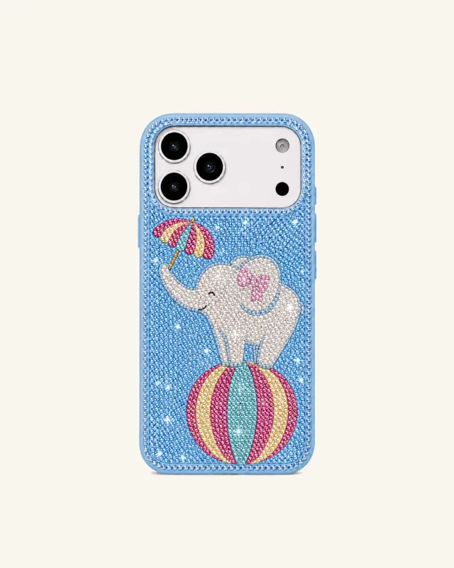 Circus Elephant Artificial Crystal Phone Case - Sky Blue made by JW PEI