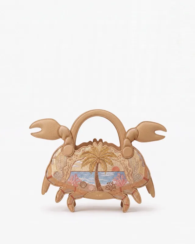 Crab Embroidered Shaped Bag - Neutral made by JW PEI
