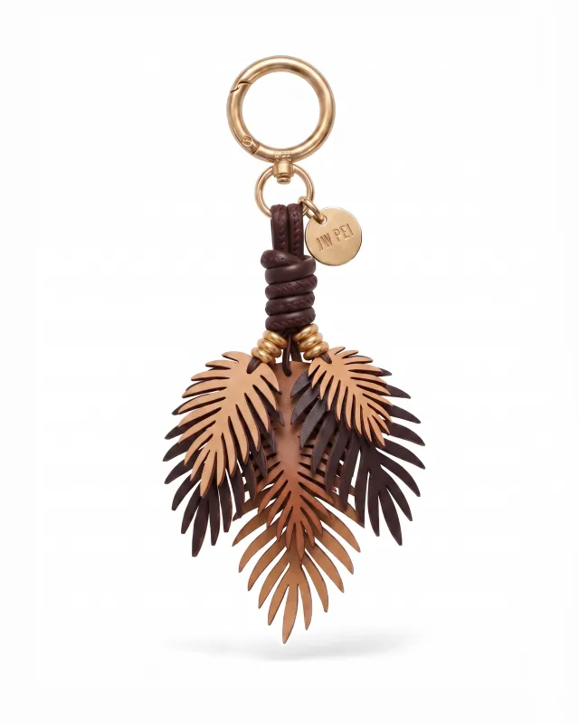 Tropical Palm Leaf Bag Charm - Brown Multi made by JW PEI