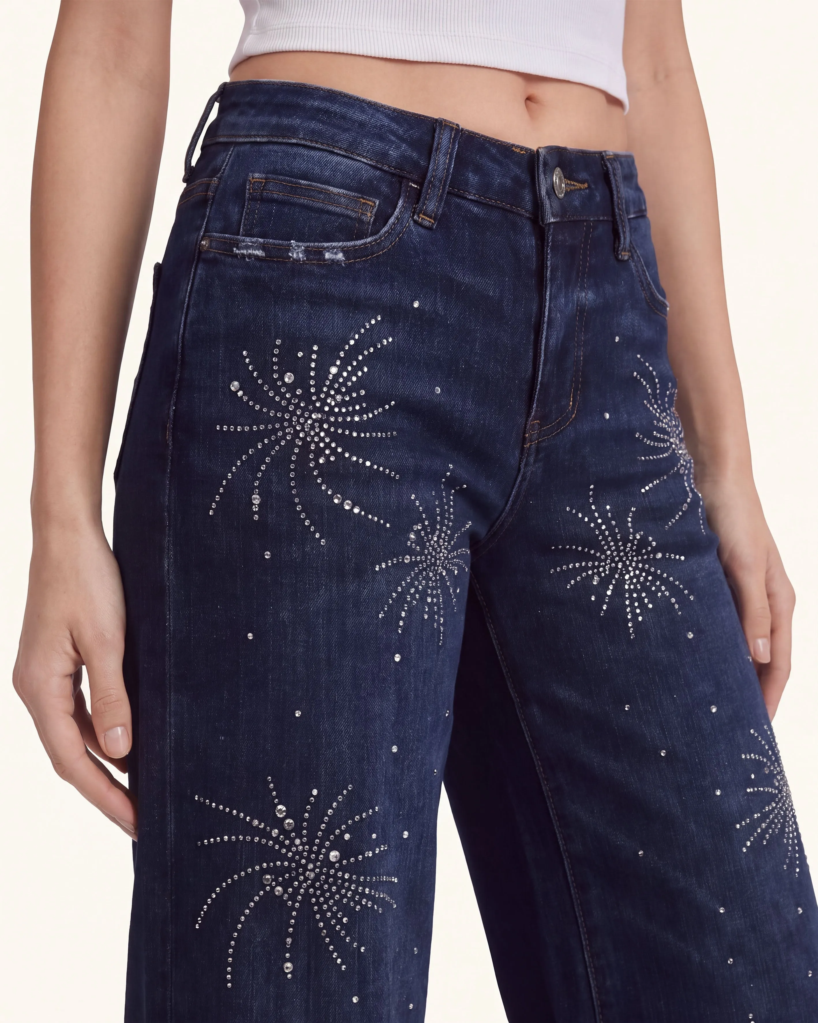 The Firework Rhinestone Wide-Leg Jeans - Mood Indigo sold by JW PEI product image thumbnail 3