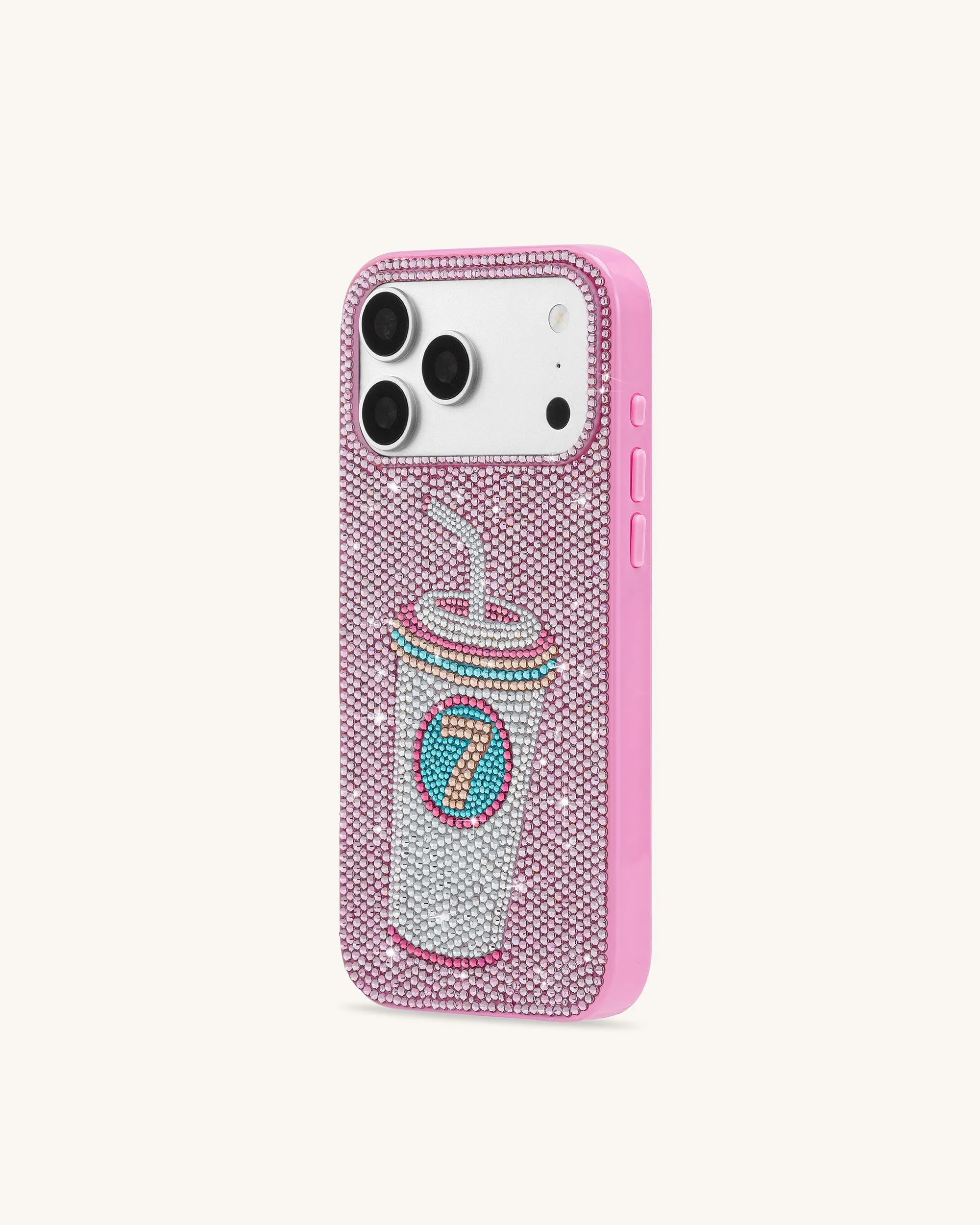 Lucky Number 7 Drink Artificial Crystal Phone Case - Pink sold by JW PEI product image thumbnail 2