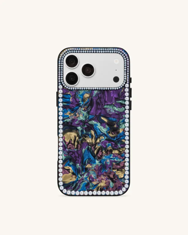 Pearl Marble Artificial Crystal Phone Case - Midnight Aurora made by JW PEI