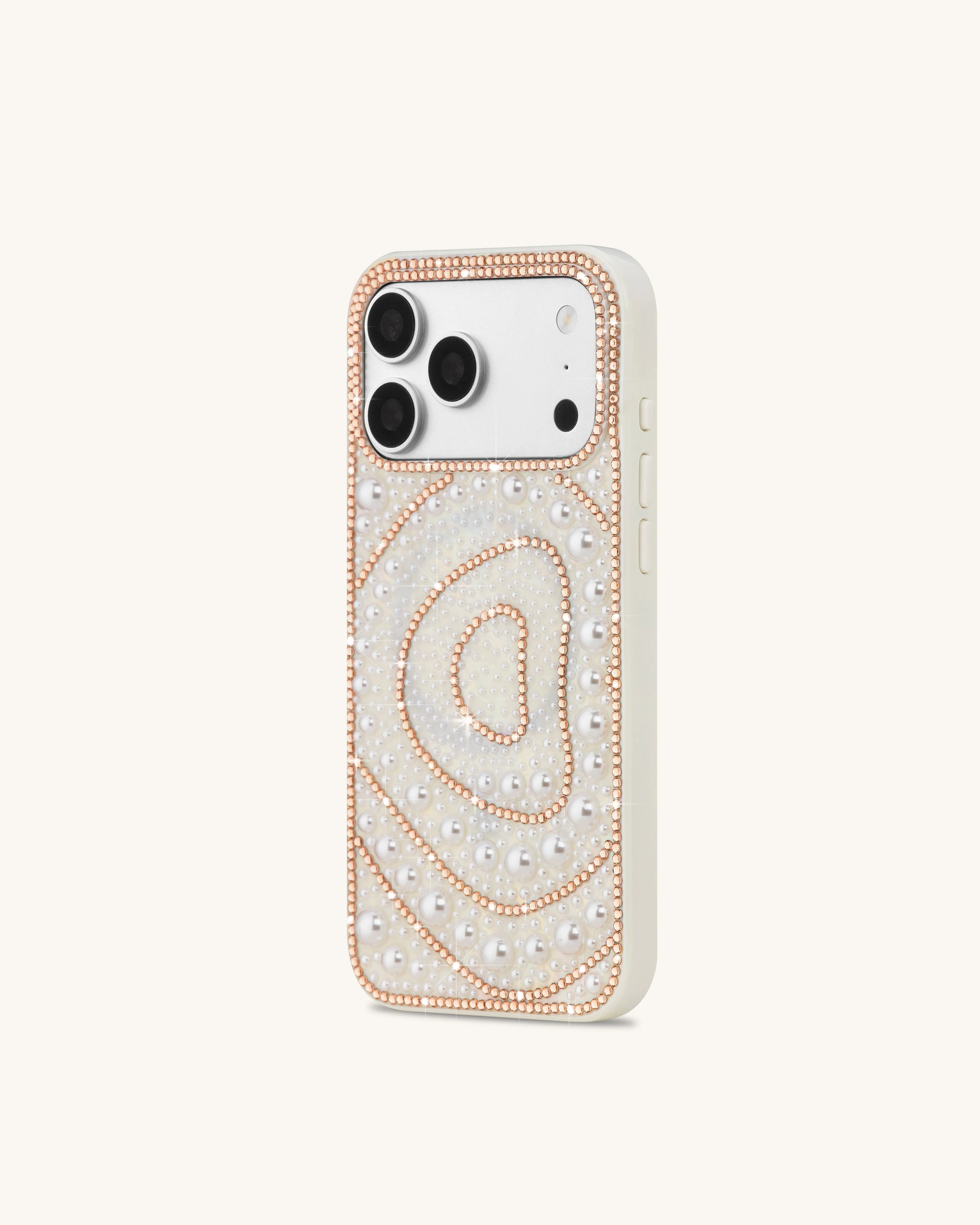 Pearl Swirl Artificial Crystal Phone Case – White sold by JW PEI product image thumbnail 2