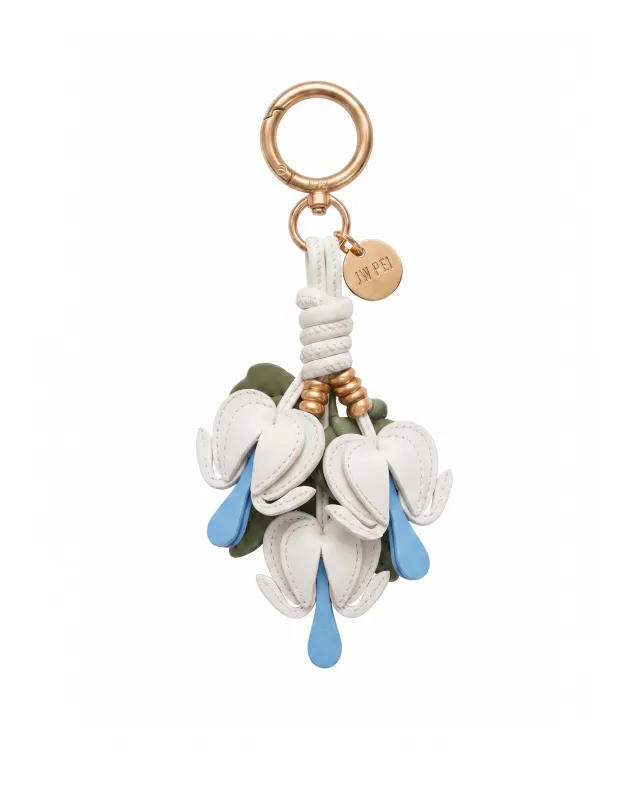 Bleeding Heart Floral Bag Charm - White made by JW PEI