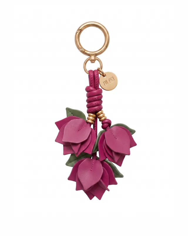 Rose Bud Floral Bag Charm - Berry Pink made by JW PEI