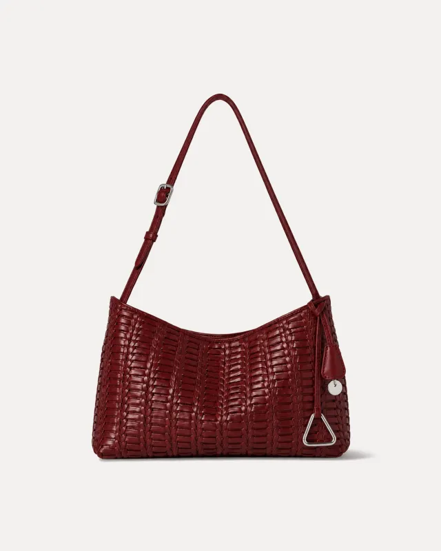 Aria Woven Shoulder Bag - Red made by JW PEI