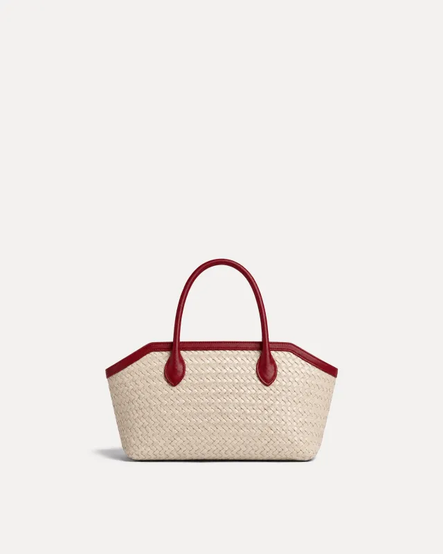 Woven Straw Tote Bag - Red made by JW PEI