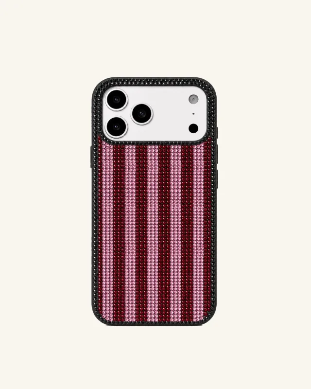 Striped Rhinestone Phone Case – Red made by JW PEI