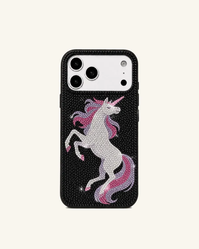 Unicorn Rhinestone Phone Case – Black made by JW PEI