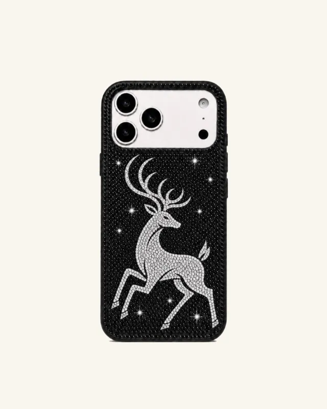 Artificial Crystal Deer Phone Case – Black made by JW PEI