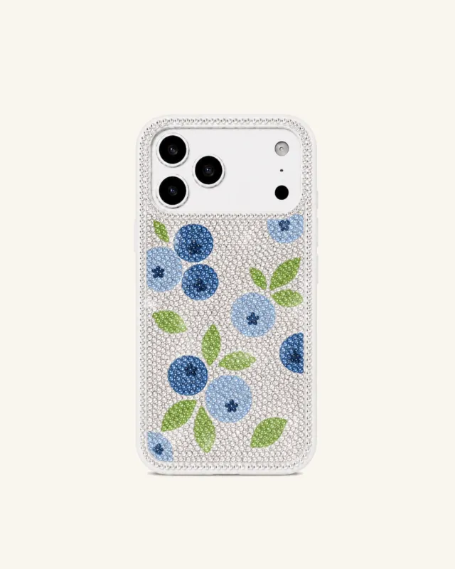Blueberry Artificial Crystal Phone Case – White made by JW PEI