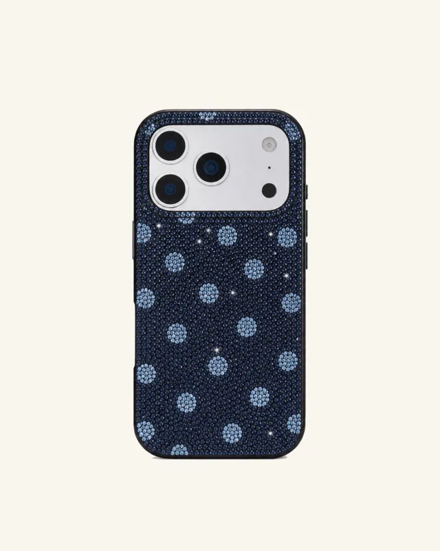 Blue Polka Dot Artificial Crystal Phone Case - Navy made by JW PEI