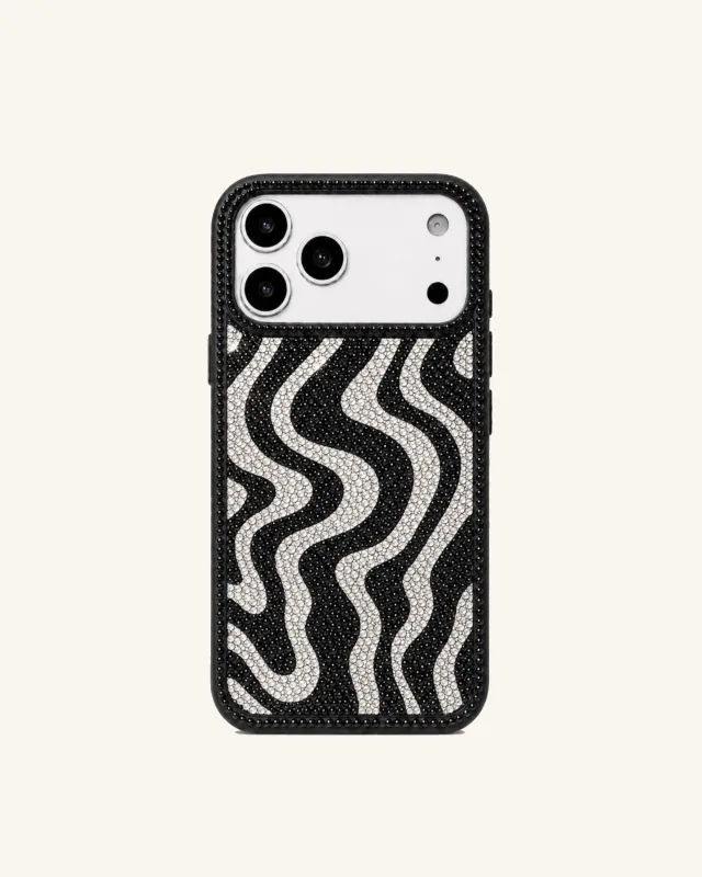 Zebra Rhinestone Phone Case – Black made by JW PEI