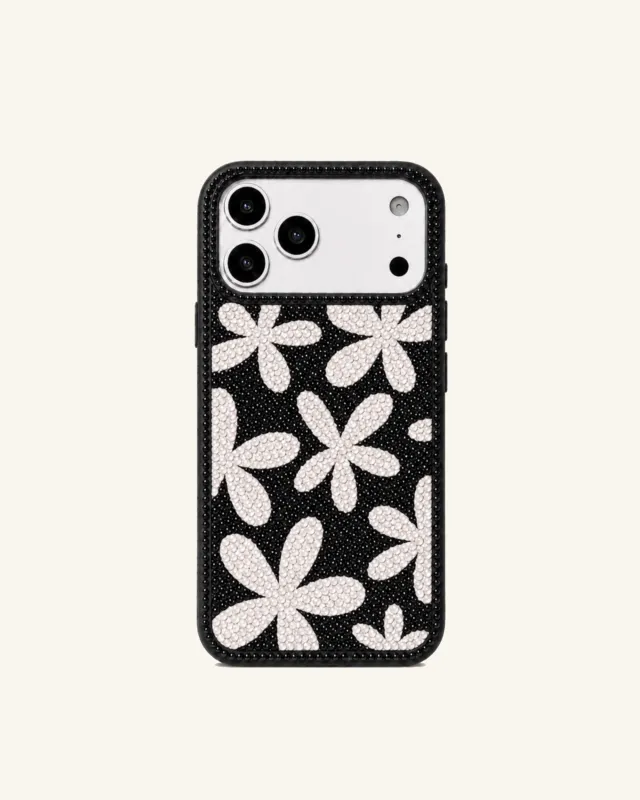 Artificial Crystal Floral Phone Case – Black made by JW PEI