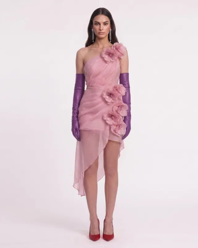 Floral One Shoulder
Asymmetrical
Dress - Pink made by JW PEI