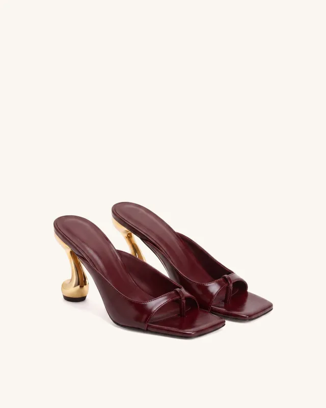 Sienna Square-Toe Toe-Loop Heel Mules - Burgundy made by JW PEI