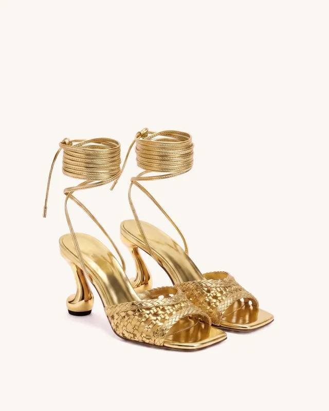 Nadia Woven Wrap-Around Sandals - Gold made by JW PEI