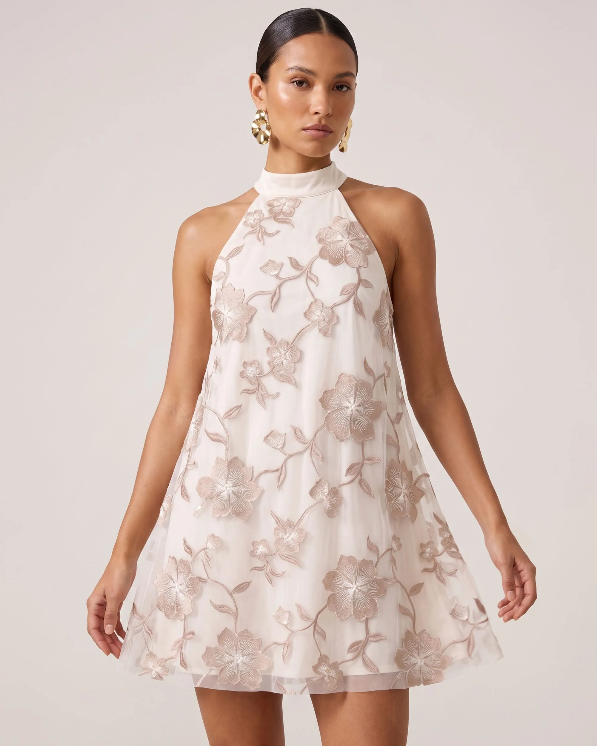 Floral Embroidered Halter Mini Dress - Ivory sold by JW PEI product image thumbnail 2