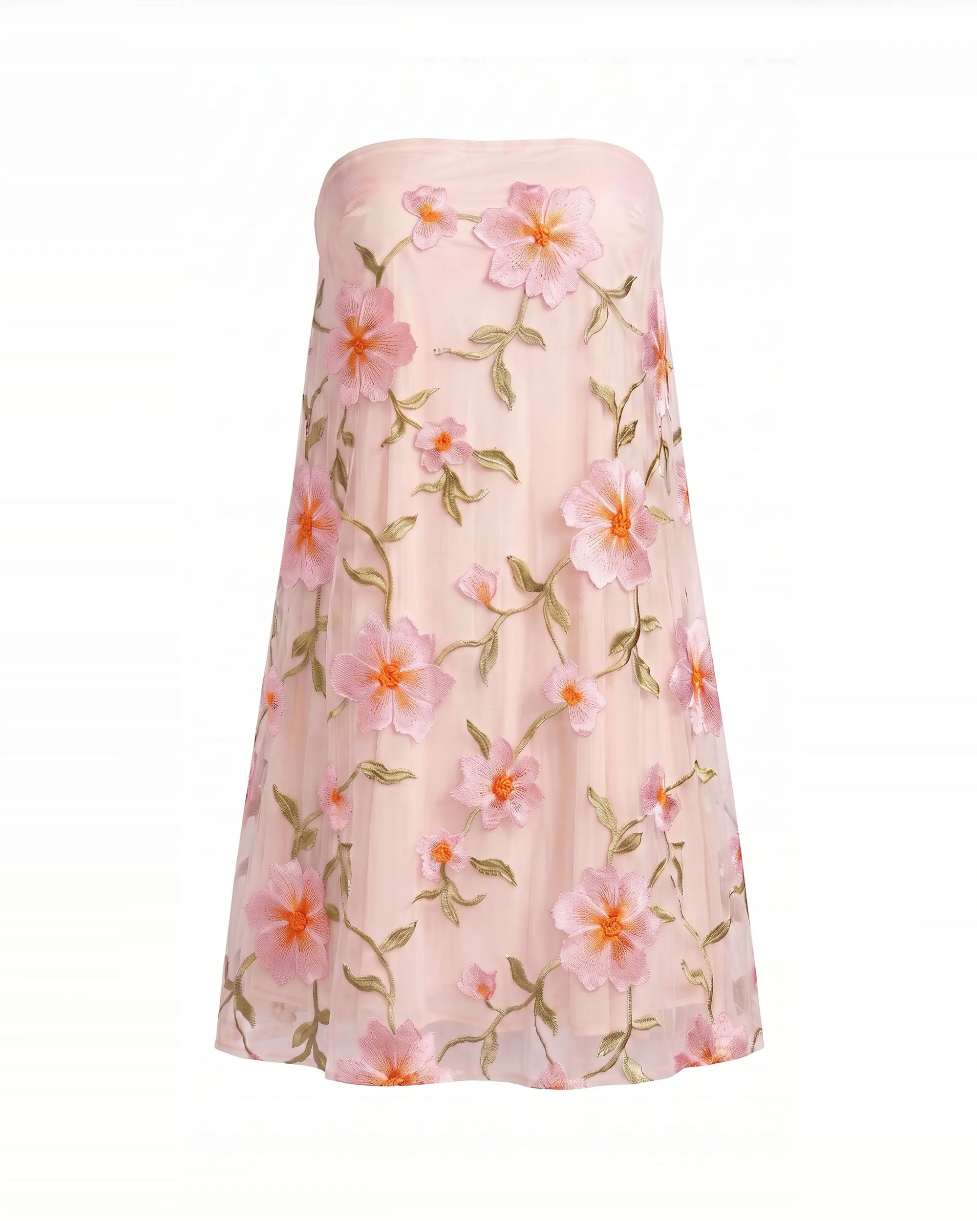 Floral Embroidered Strapless Mini Dress - Blush Pink sold by JW PEI product image thumbnail 3