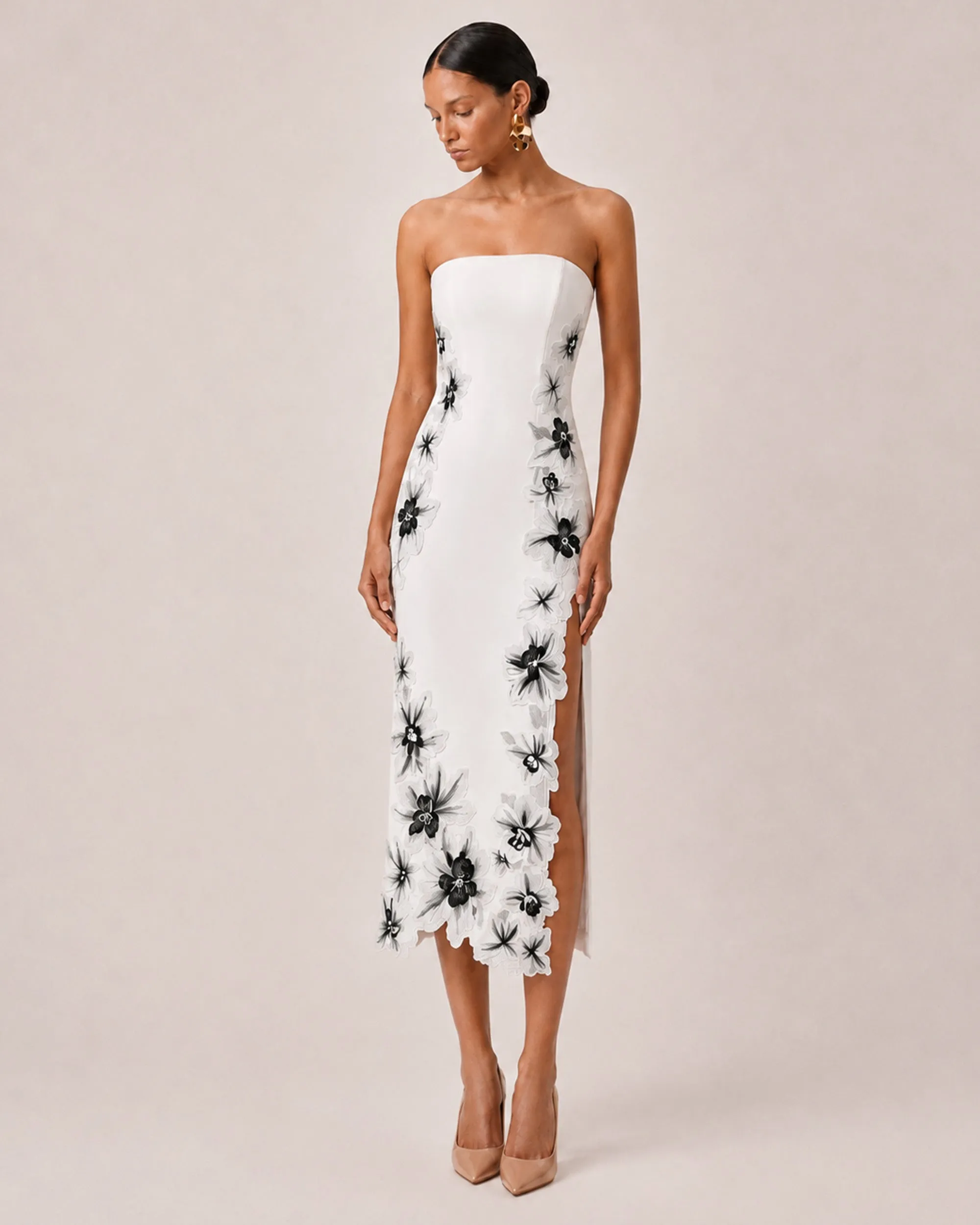 Flower Embroidered Strapless Midi Dress - White sold by JW PEI product image thumbnail 2