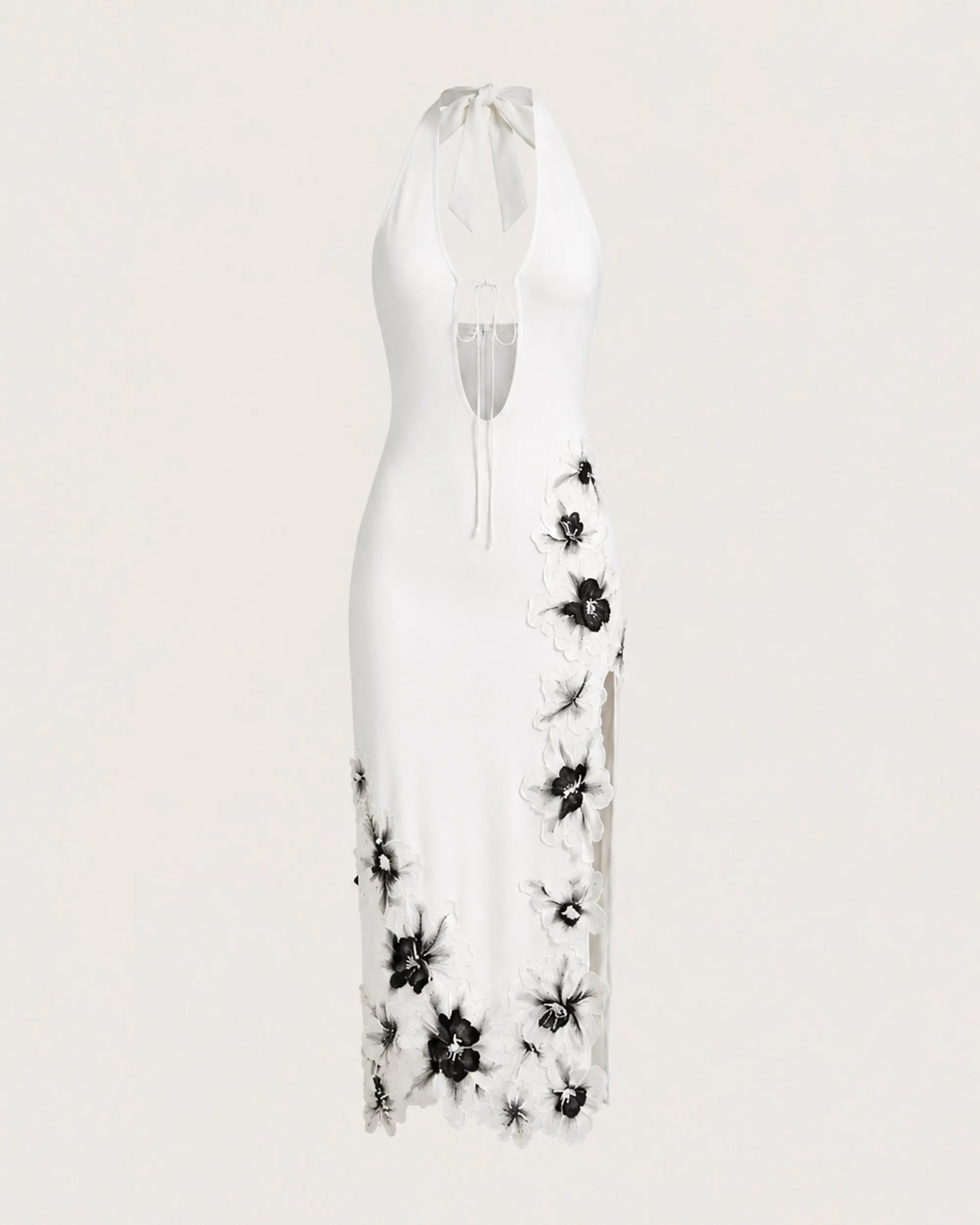 Flower Embroidered Cutout Halter Midi Dress - White sold by JW PEI product image thumbnail 3