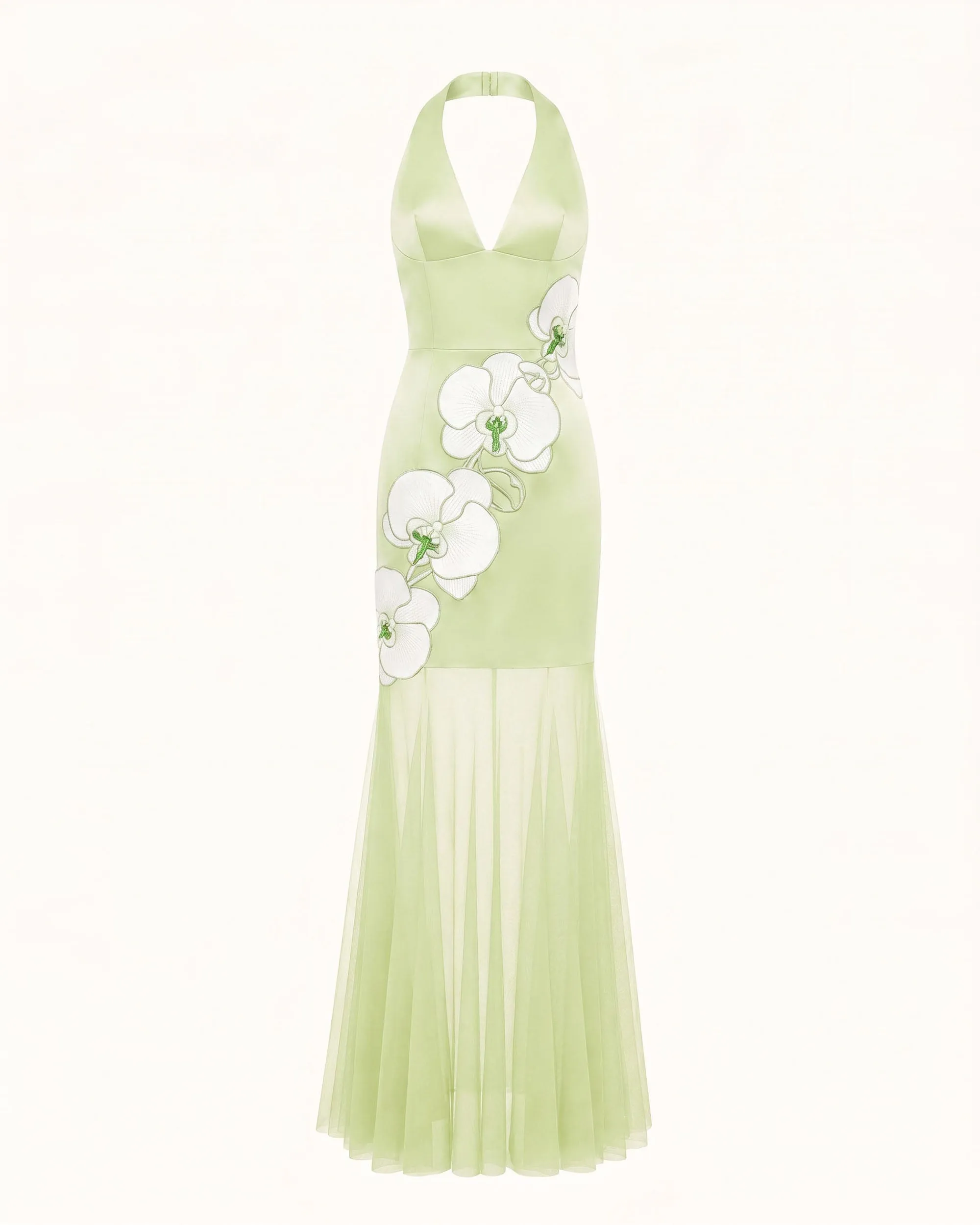 Orchid Embroidered Sheer Hem Halter Maxi Dress - Green sold by JW PEI product image thumbnail 2