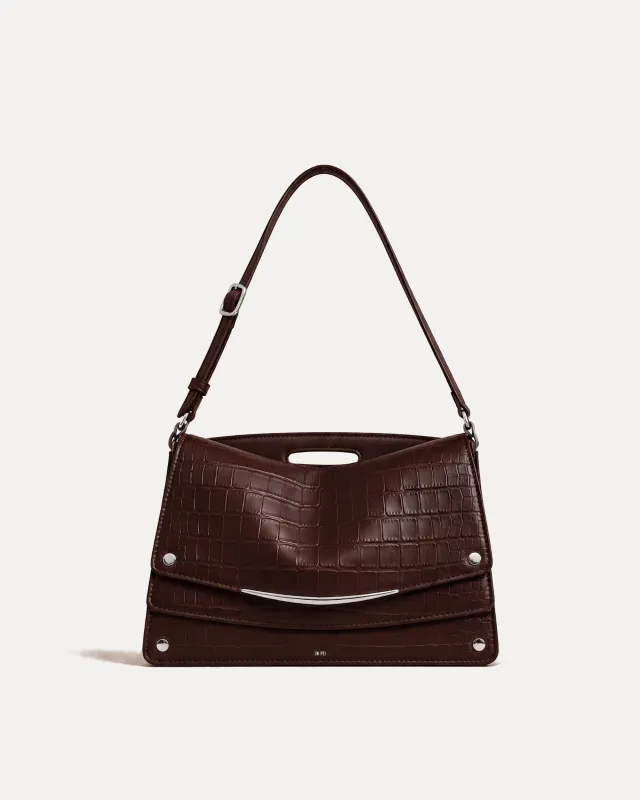 Ember Croc Shoulder Bag - Brown made by JW PEI