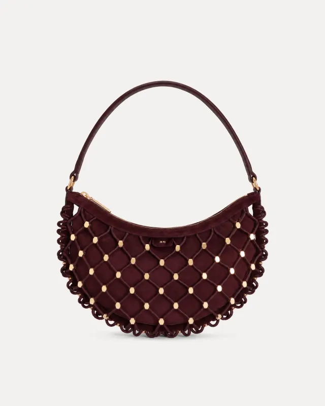 Ava Lattice Saddle Bag - Burgundy made by JW PEI