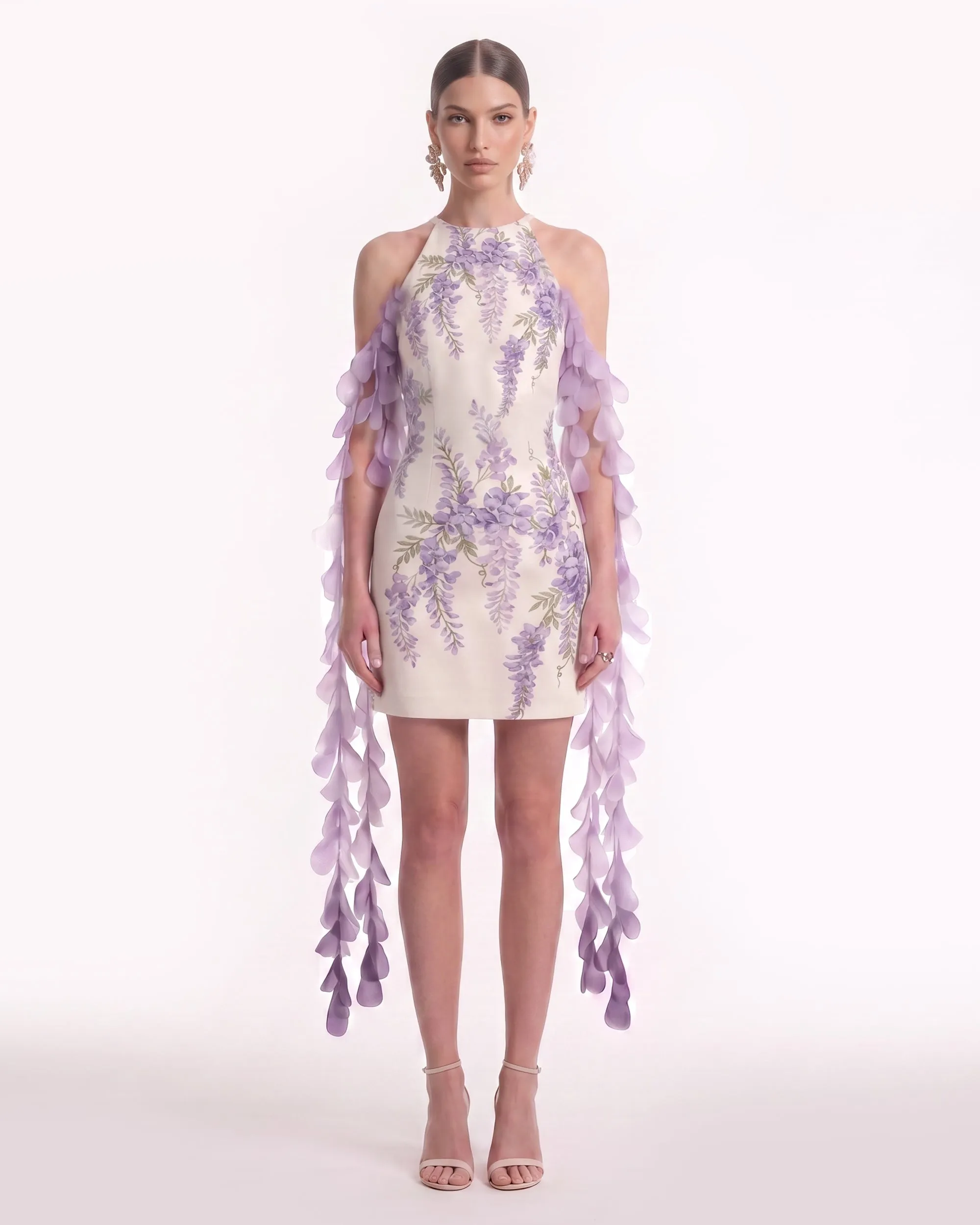 Wisteria Petal Halter Mini Dress - Ivory sold by JW PEI