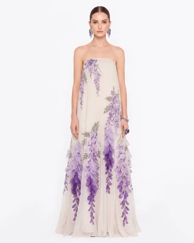 Wisteria Pleated Strapless Maxi Dress - Ivory made by JW PEI