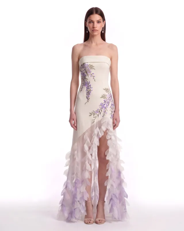 Wisteria Petal Cascade High-Low Dress - Ivory made by JW PEI
