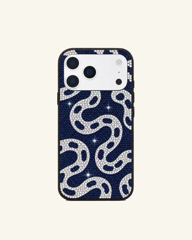 Snake Pattern Artificial Crystal Phone Case - Navy Blue made by JW PEI