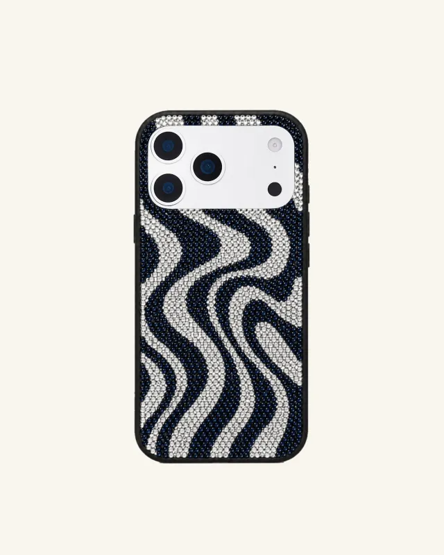 Zebra Pattern Artificial Crystal Phone Case - Black made by JW PEI
