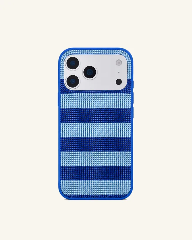 Striped Artificial Crystal Phone Case - Blue made by JW PEI