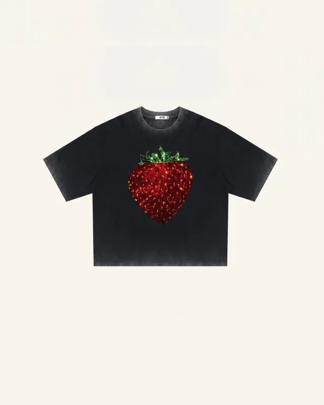 The Crystal Strawberry Graphic Tee - Faded Black made by JW PEI