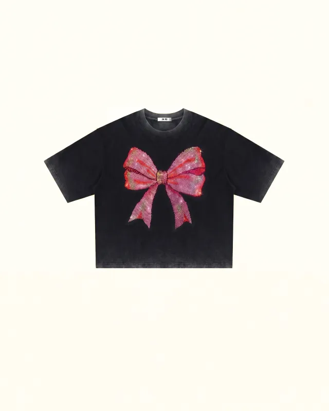 The Radiant Pink Bow Graphic Tee - Faded Black made by JW PEI