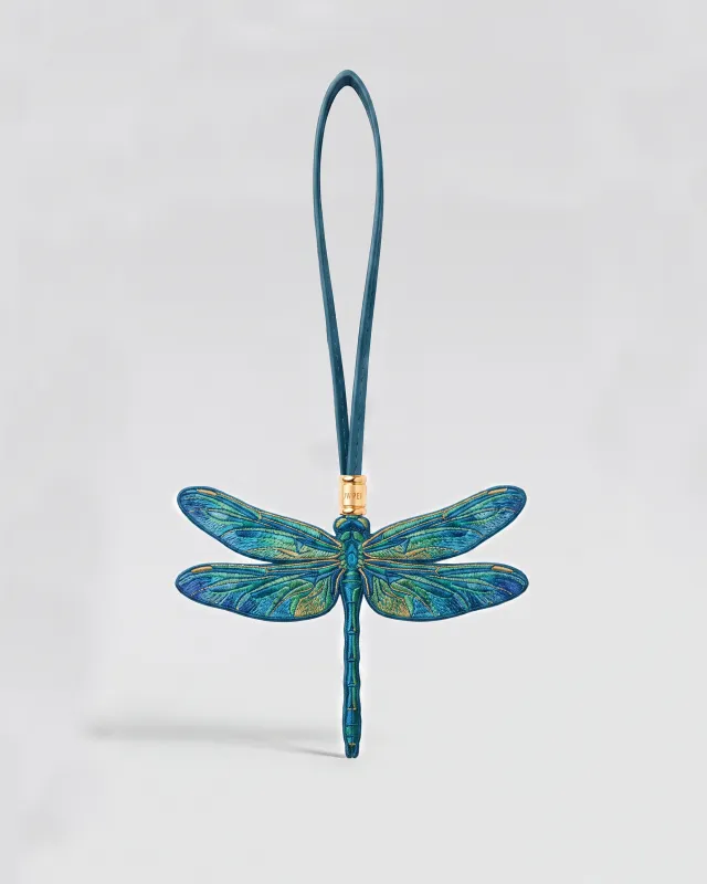 Embroidered Dragonfly Bag Charm - Teal made by JW PEI