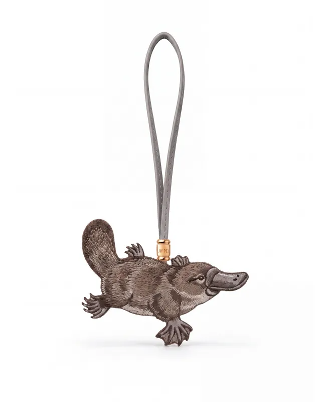 Embroidered Platypus Bag Charm - Grey made by JW PEI