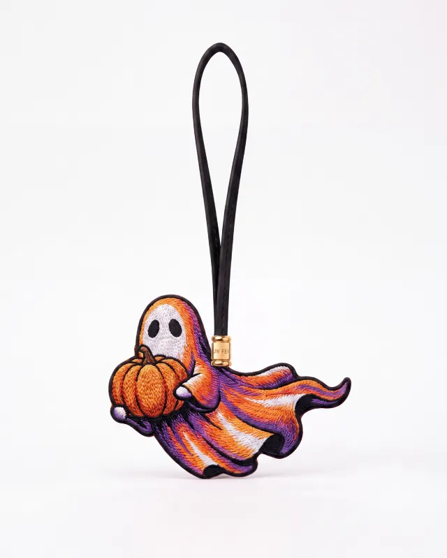 Embroidered Ghost & Pumpkin Bag Charm - Orange made by JW PEI